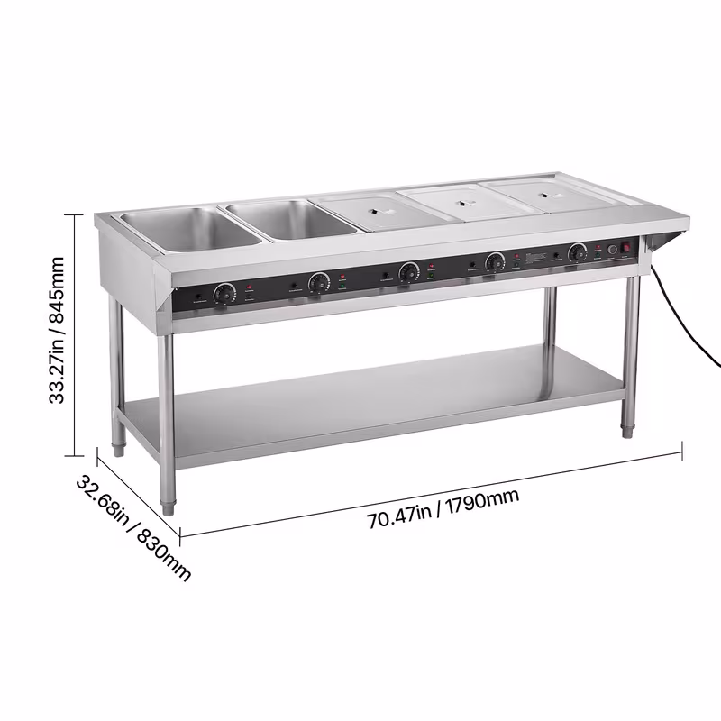 4 pan 5 pan commercial food warmer steam table with independent temperature control 110v 220v Product details 19