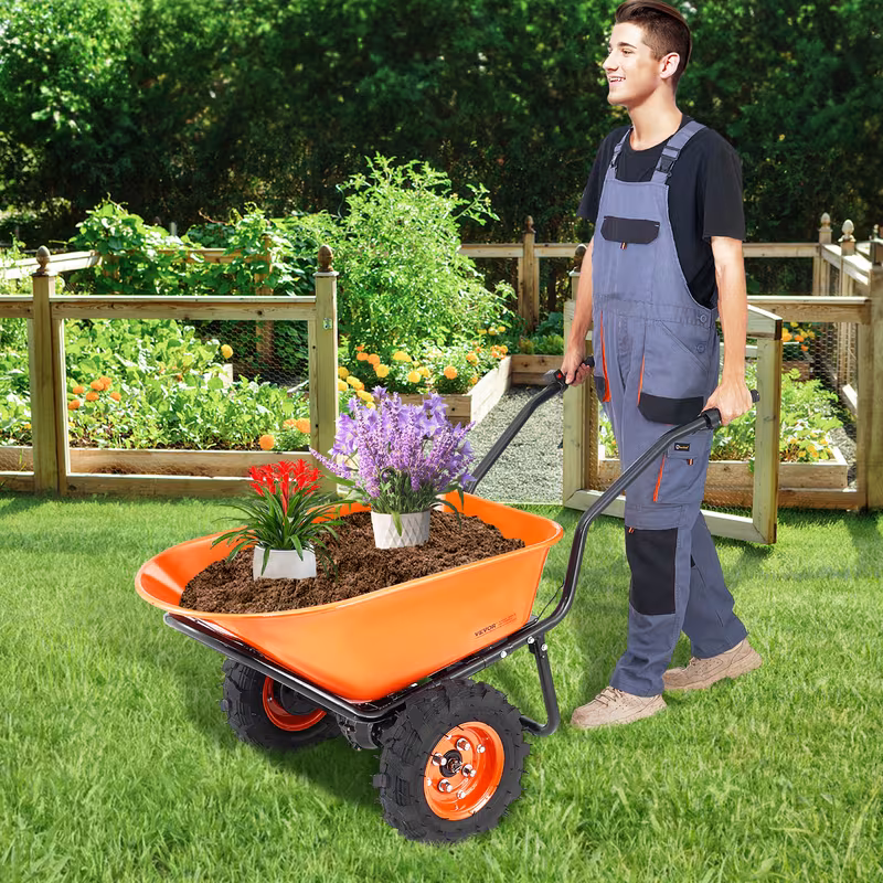 electric wheel cart 500w powered utility garden wagon dump cart 4 5 cu ft load 573 lbs capacity with metal handle 16 two wheel yard cart wagons for lawn Product details 8
