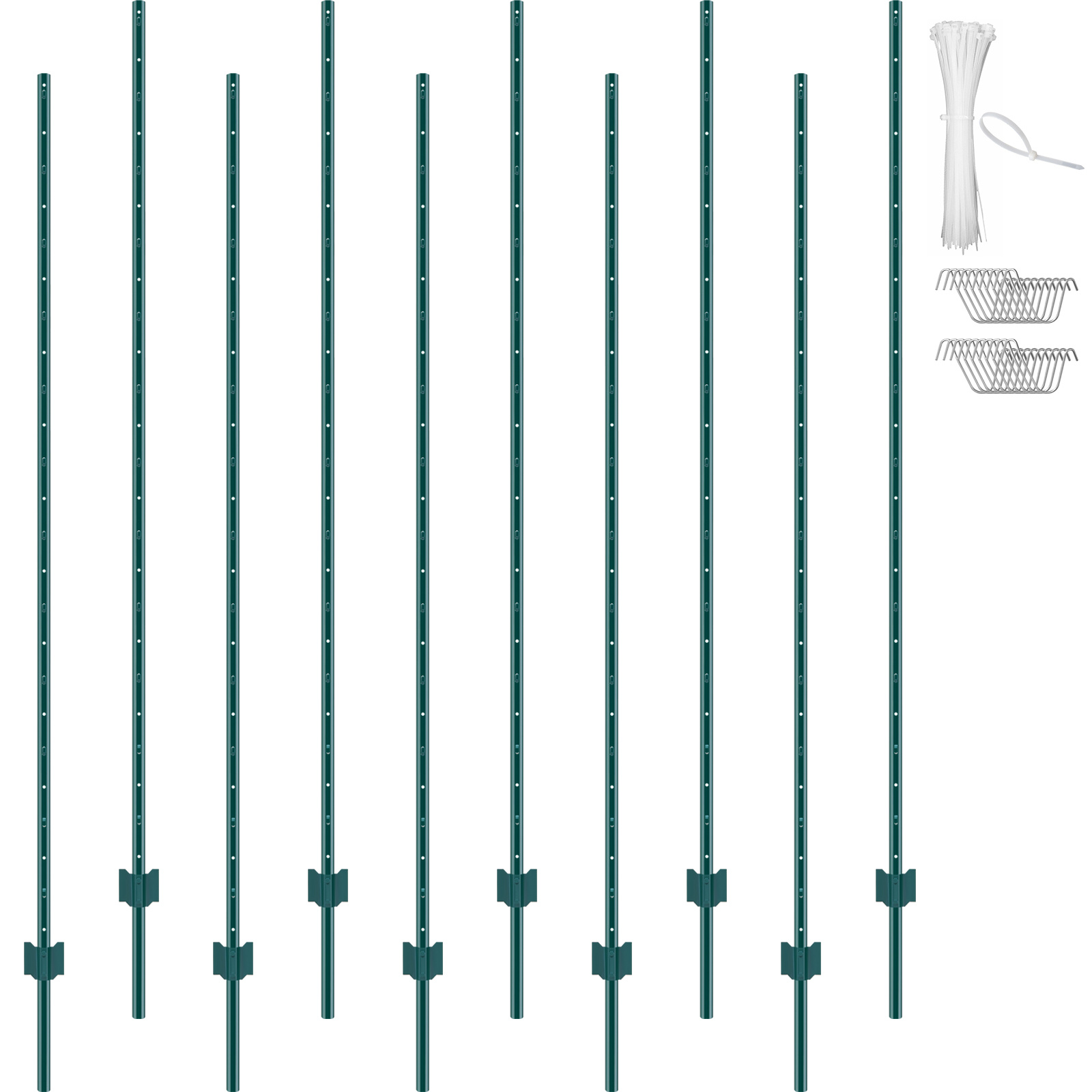 TEMU Vevor 7 Ft Fence Post 10 Pack Heavy Duty Metal Fence Posts Green