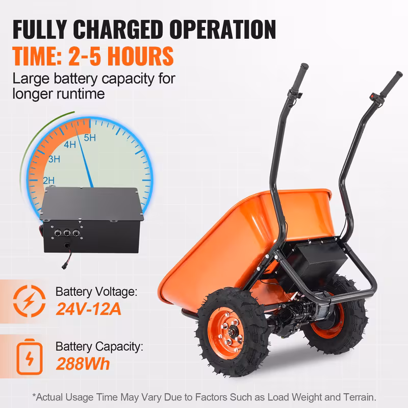electric wheel cart 500w powered utility garden wagon dump cart 4 5 cu ft load 573 lbs capacity with metal handle 16 two wheel yard cart wagons for lawn Product details 0