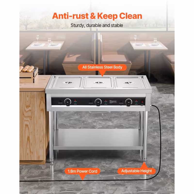 4 pan 5 pan commercial food warmer steam table with independent temperature control 110v 220v Product details 5