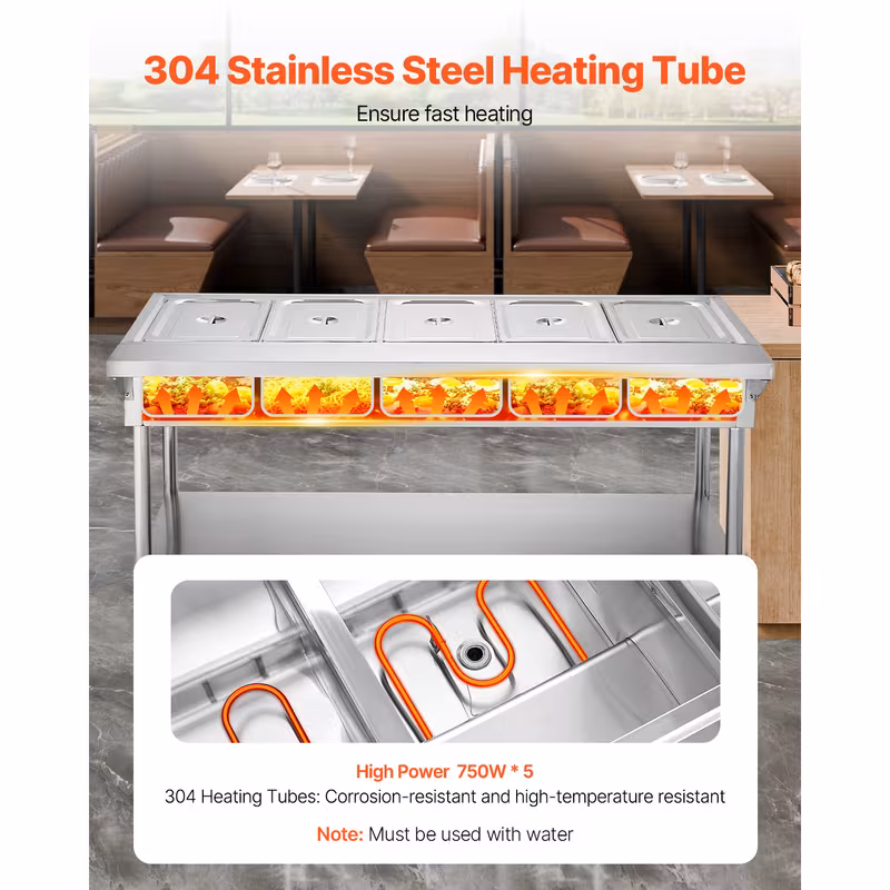 4 pan 5 pan commercial food warmer steam table with independent temperature control 110v 220v Product details 17