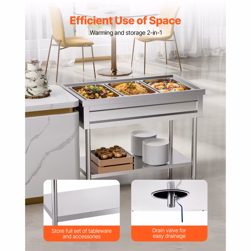 4 pan 5 pan commercial food warmer steam table with independent temperature control 110v 220v Product details 6