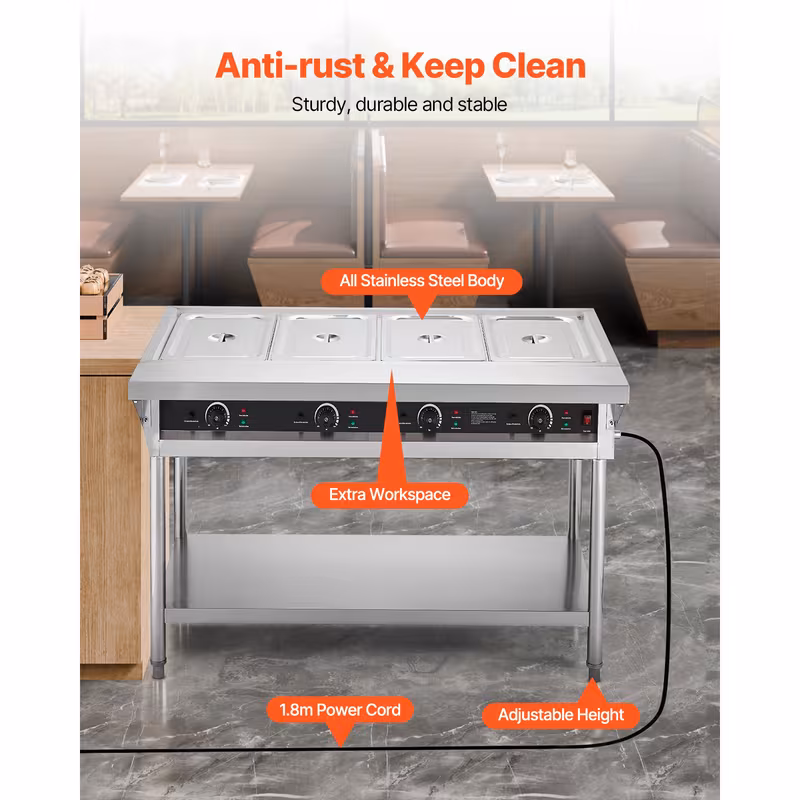 4 pan 5 pan commercial food warmer steam table with independent temperature control 110v 220v Product details 13