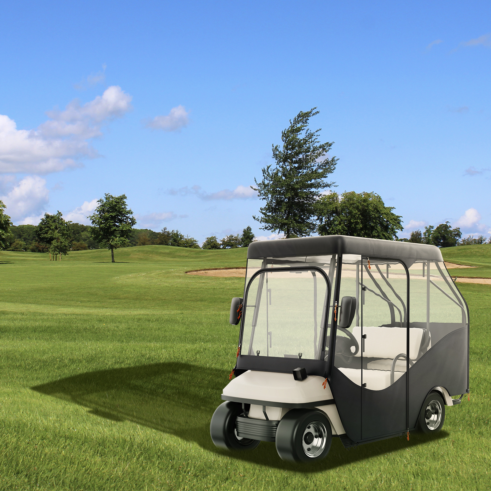 VEVOR Golf Cart Enclosure, 420D Polyester Driving Enclosure with 4-Sided Transparent Windows, 4 Passenger Club Car Covers Universal Fits for Most Brand Carts, Sunproof and Dustproof Outdoor Cart Cover