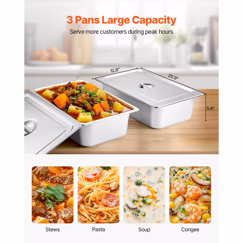 4 pan 5 pan commercial food warmer steam table with independent temperature control 110v 220v Product details 4