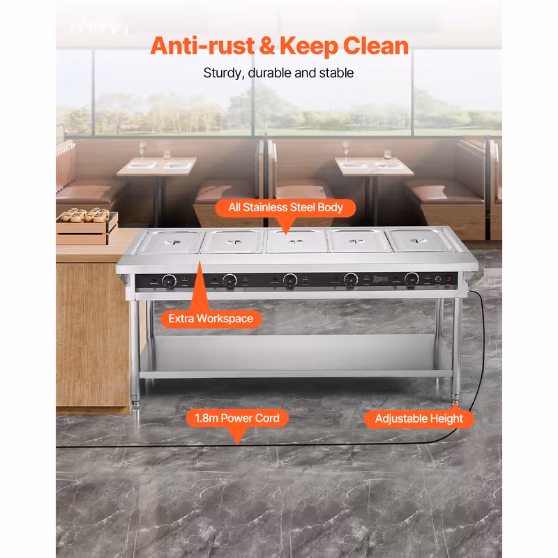 4 pan 5 pan commercial food warmer steam table with independent temperature control 110v 220v Product details 21