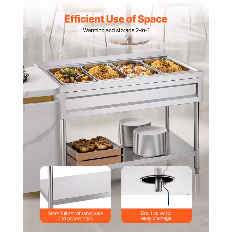 4 pan 5 pan commercial food warmer steam table with independent temperature control 110v 220v Product details 14