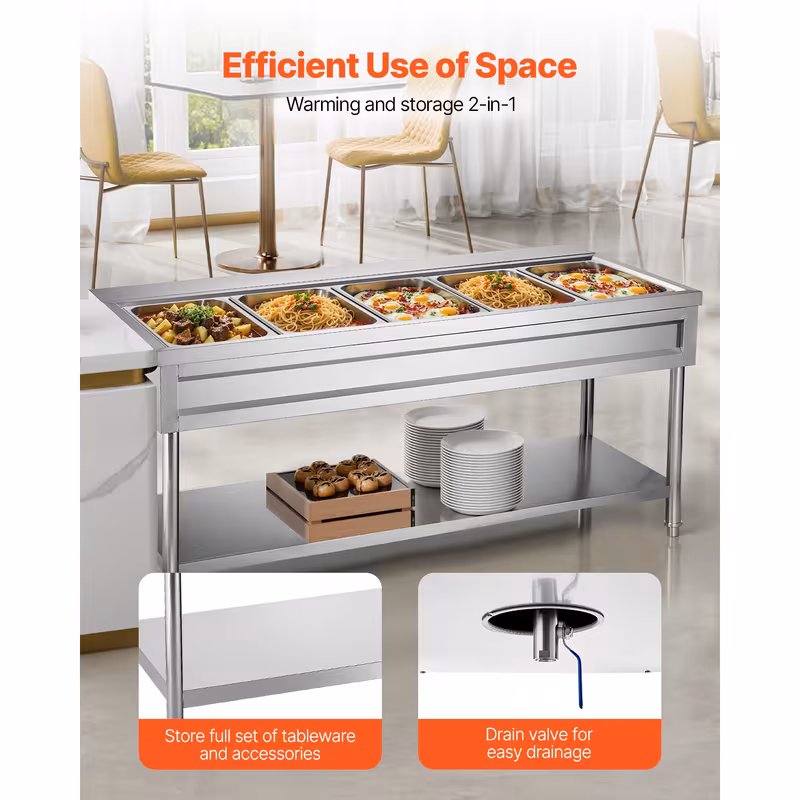 4 pan 5 pan commercial food warmer steam table with independent temperature control 110v 220v Product details 22