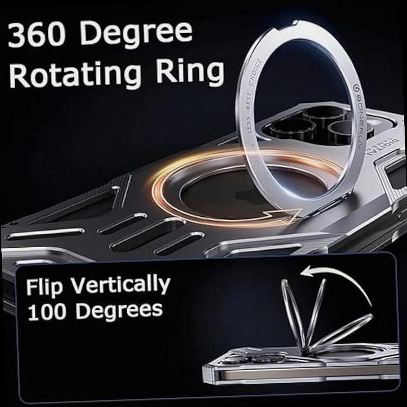 Magnetic Holder Metal Phone Case for iPhone 12 13 14 15 16 Pro Max Plus Hollow Luxury Aluminum Alloy Phone Protective Case Silver iphone14 promax