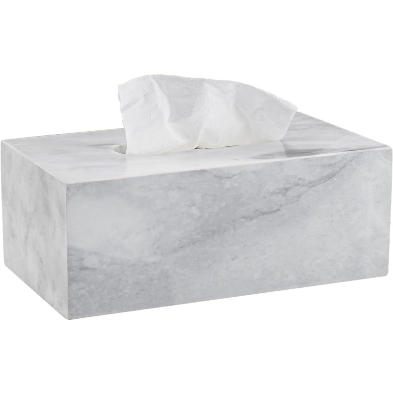   marble tissue holder roll paper holder with removable acrylic bottom for tables night stands countertops white 3 62x 5 31x 9 25 Product details 0