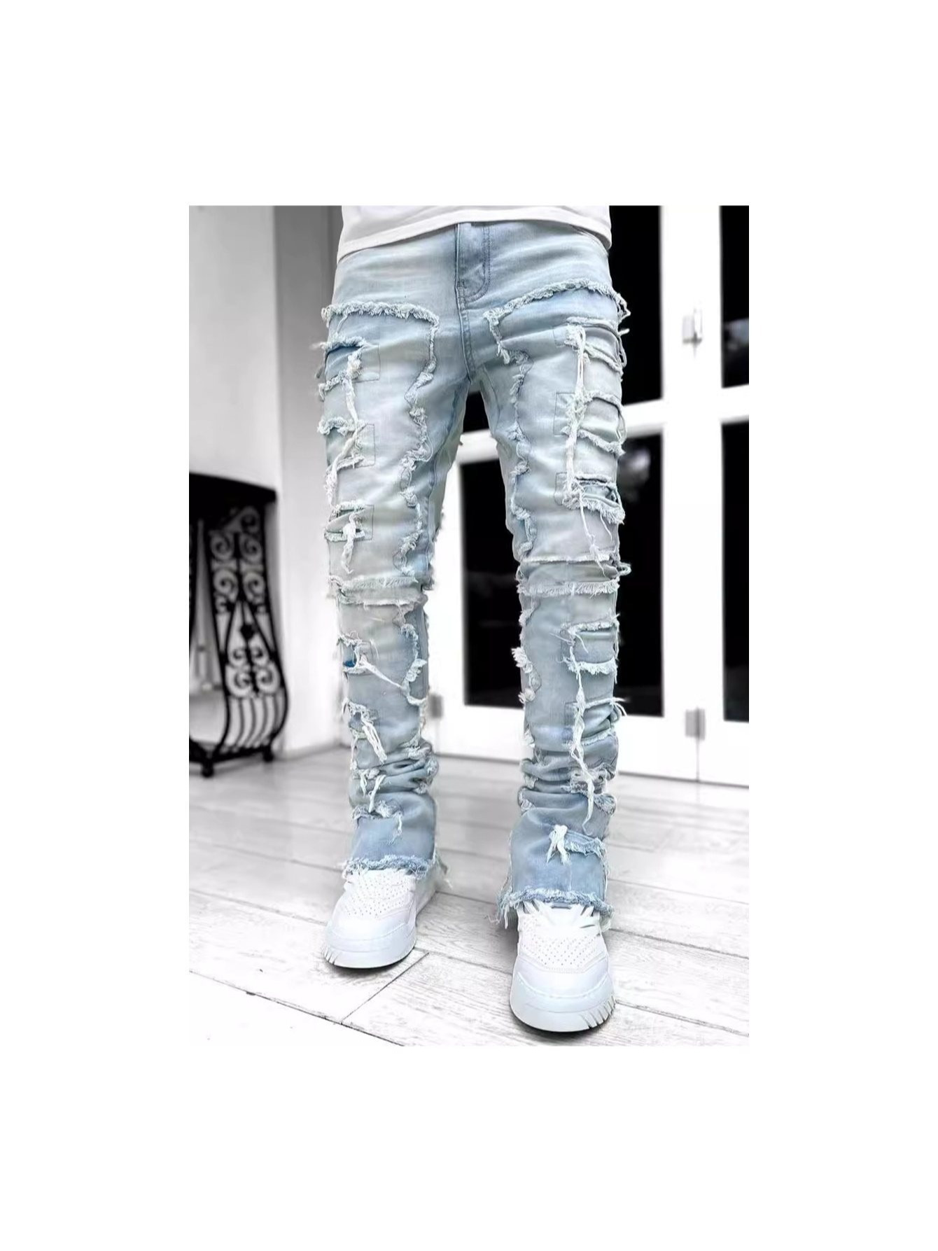 ◆BADBLOOD◆ Noah Barrel Denim Jeans Cream w-pts24-072 Badblood Noah Barrel Denim Jeans Cream – BBGSHOPHK