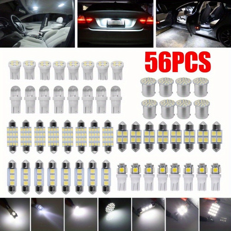 TEMU 28/56pcs Car Interior Led Light Kit - Super Bulbs For Map/dome/trunk/license Plate Lights (, Universal Fit)