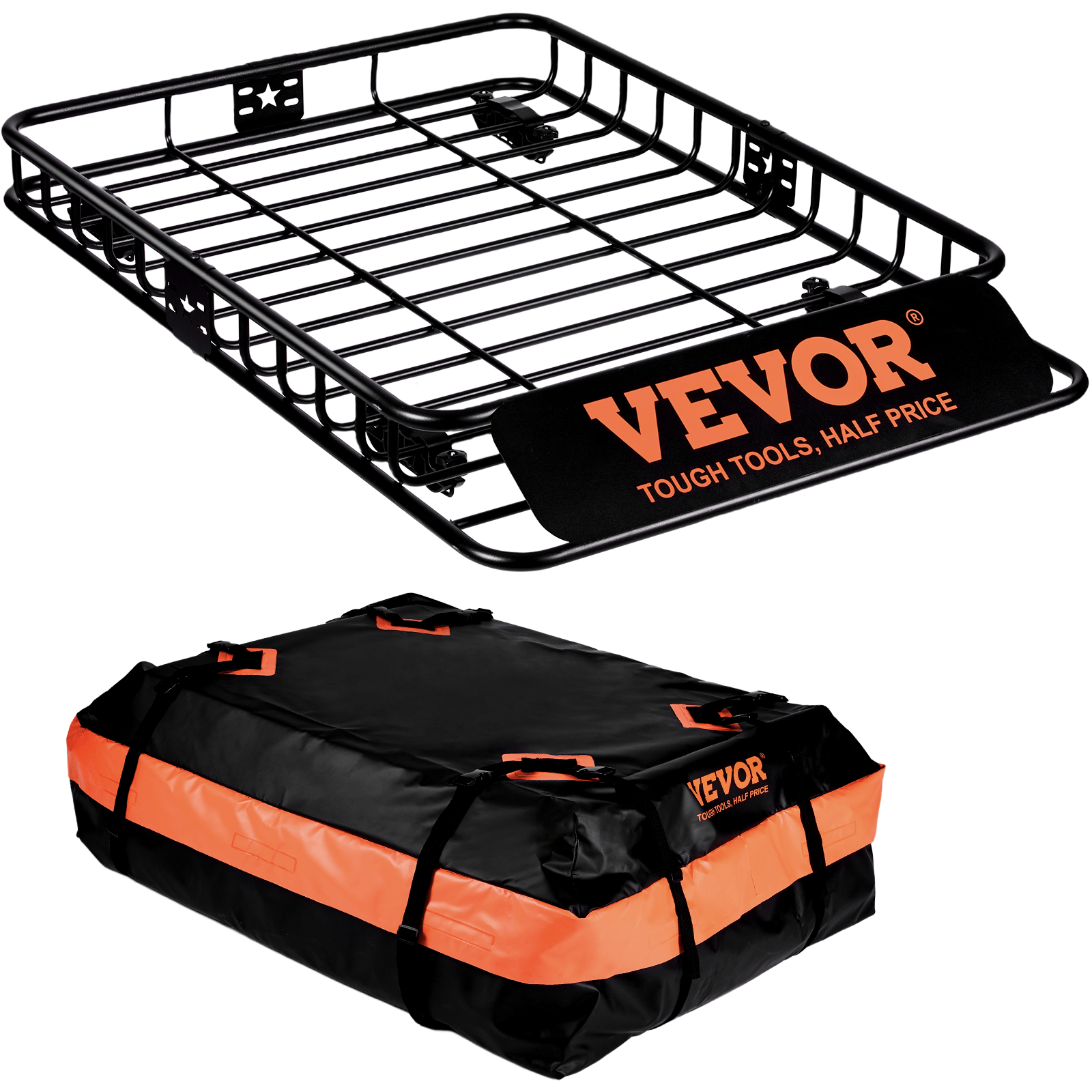 TEMU Vevor Roof Rack Cargo Basket 200 Lbs 51"x36"x5" For Suv Truck With Luggage Bag