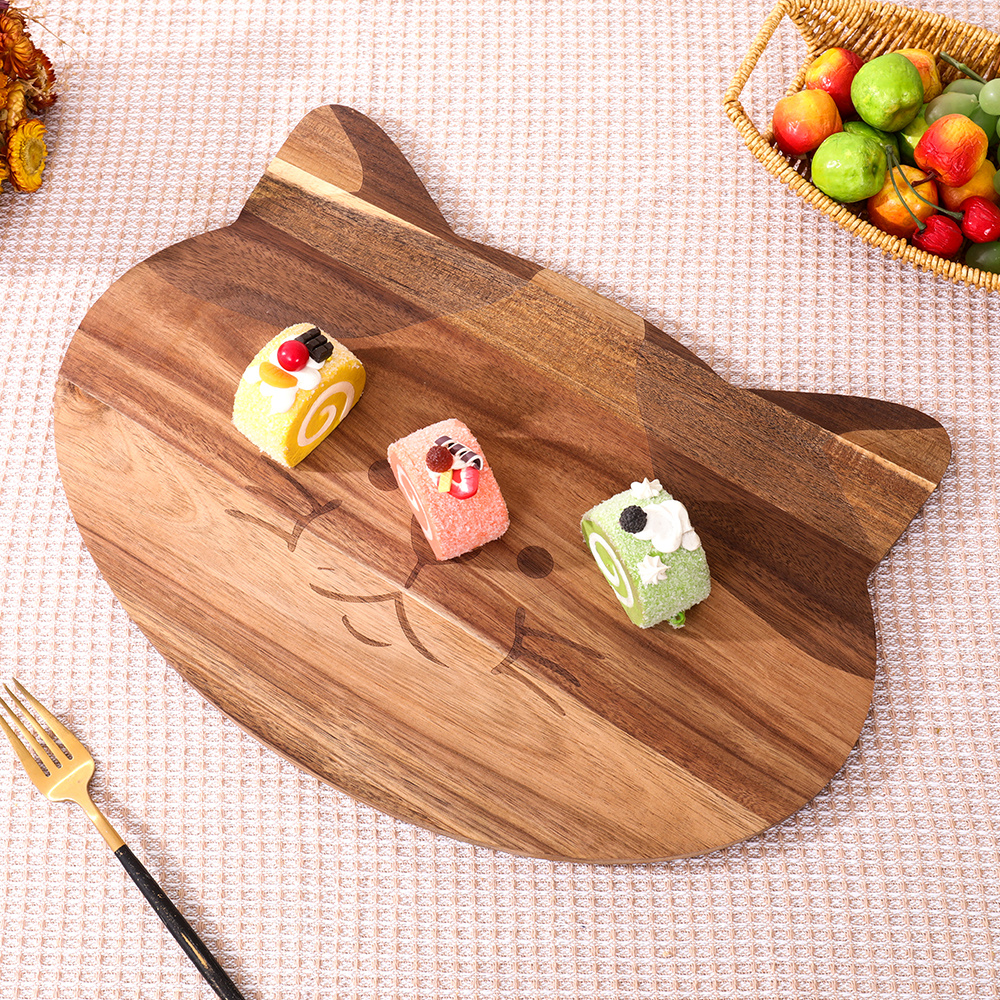 TEMU Cat-shaped Wooden Base Plate - Round Base Plate
