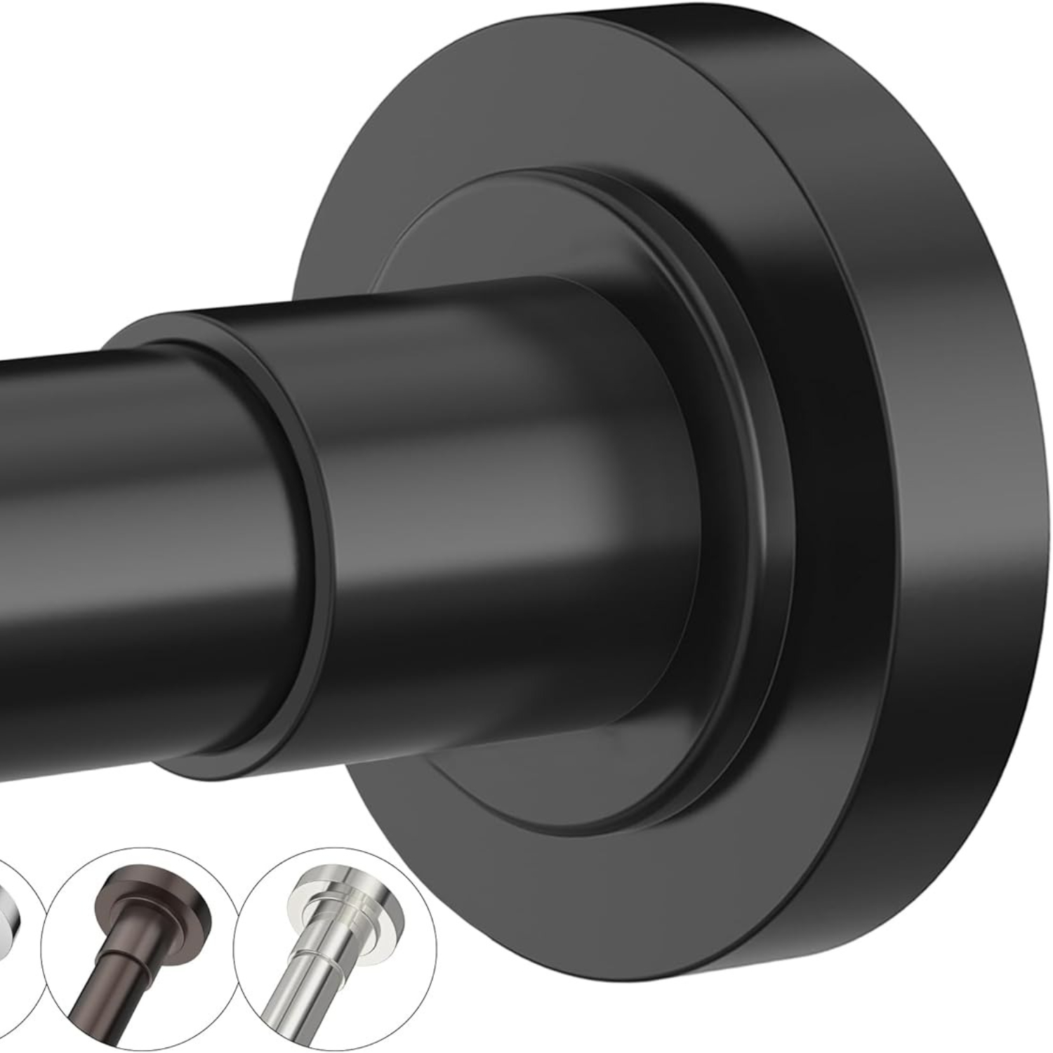 TEMU Shower Curtain Rod Adjustable 29-62 Inches, Spring Tension Shower Rod Stainless Inch Diameter Telescoping Curtain Rod For Bathroom, Windows Wardrobe, Non Slip, No Drilling, , Black