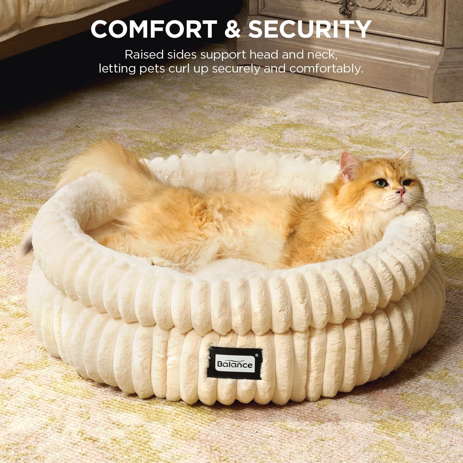 cat bed kitten bed washable round cat beds for indoor cats super soft plush   fur pet bed for puppy and kitten with anti slip bottom Product details 8