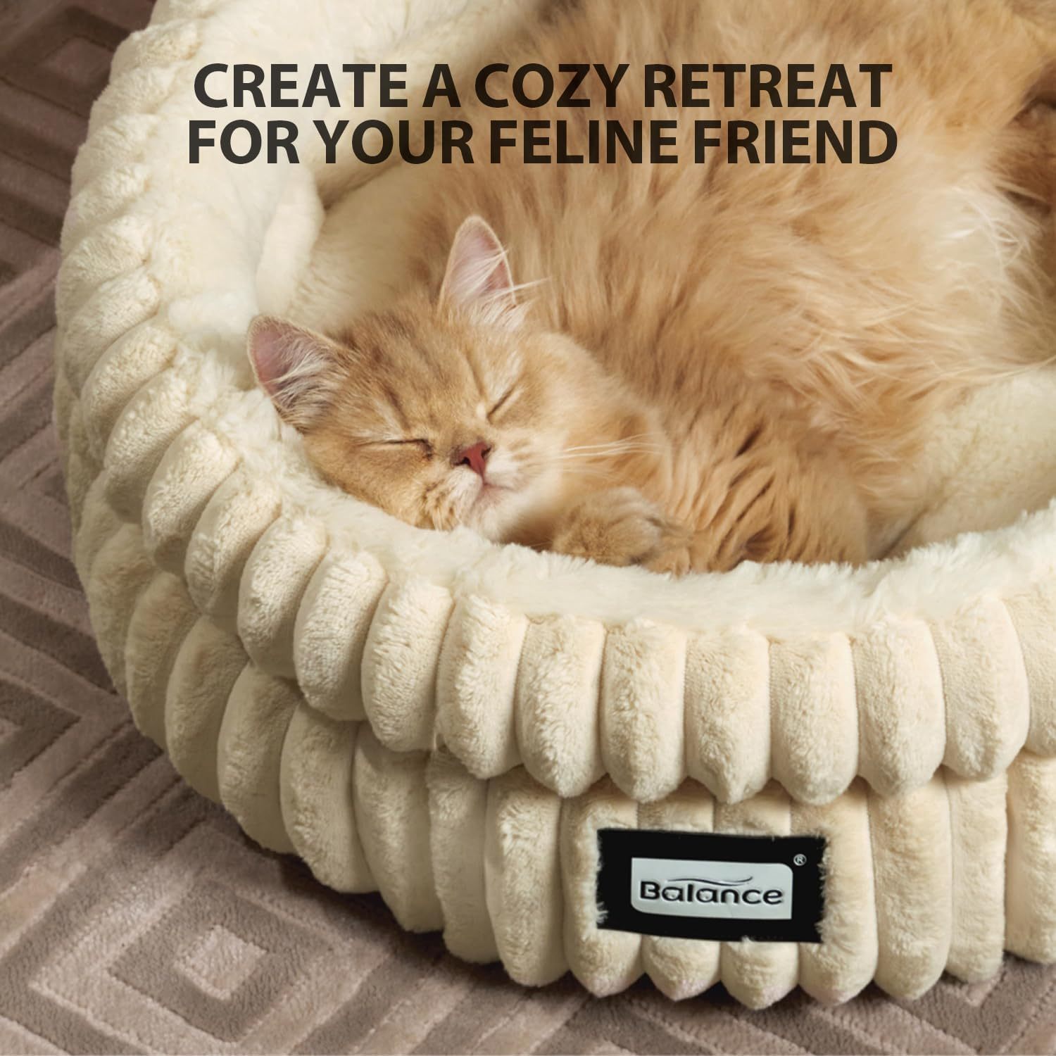 cat bed kitten bed washable round cat beds for indoor cats super soft plush   fur pet bed for puppy and kitten with anti slip bottom Product details 2
