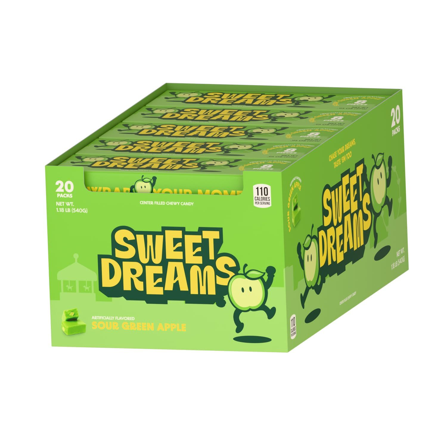 Sweet Dreams Sour Flavored Chewy Candy Sticks, Center-filled Fruit Candy, Box Includes 20 Candy Sticks,easter Gifts For Kids Boys Girls