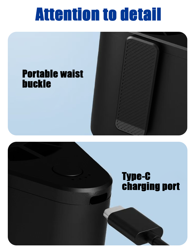 3000mah portable waist fan with usb charging   adjustable wind durable   for home office kitchen and outdoor use portable cooling device portable fan details 4