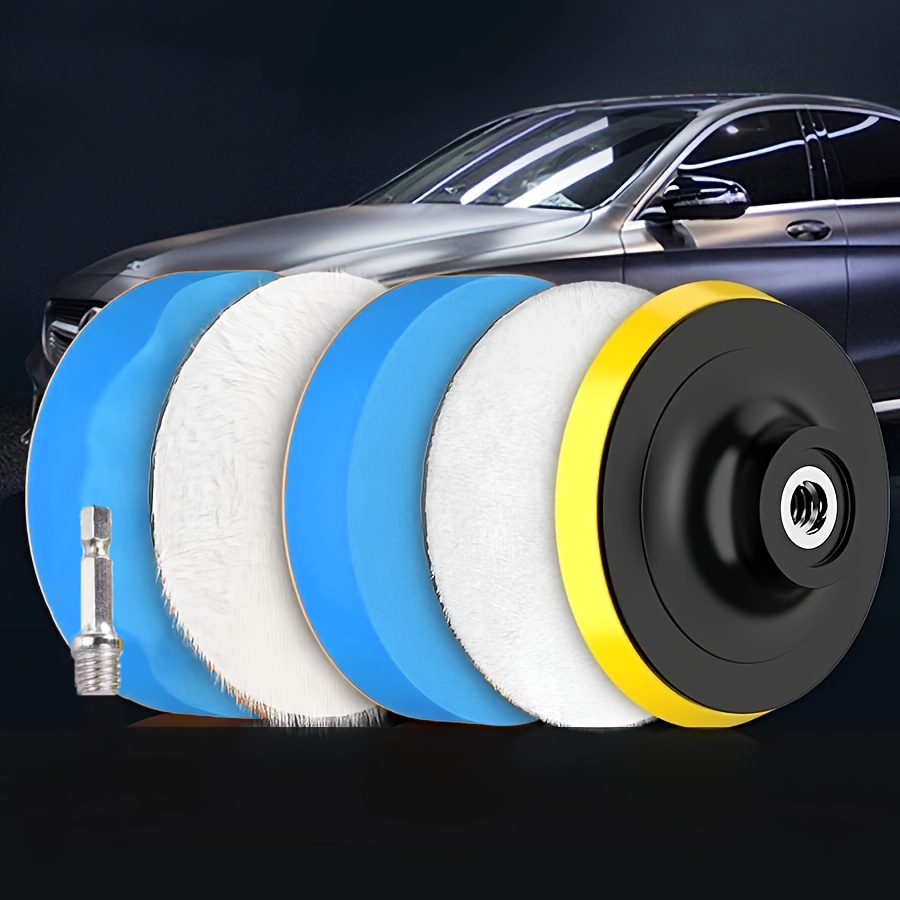 TEMU 6-piece Car Polishing And Waxing Pad Set - Sponge Rubber Buffing Pads Tool Kit For Drill And Angle Grinder, Multi-model , 4-inch Vehicle Shine Accessories