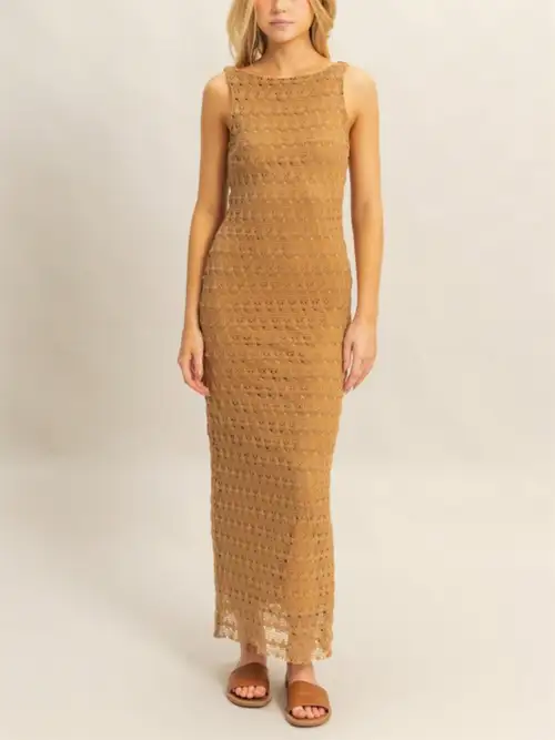 womens casual crochet maxi dress elegant bohemian sleeveless fitted bodycon full length high neck scalloped lace pattern summer beach vacation evening caramel brown ankle length resort wear - women's clothing - Temu womens casual crochet maxi dress elegant bohemian sleeveless fitted bodycon full length high neck scalloped lace pattern summer beach vacation evening caramel brown ankle length resort wear - women's clothing - Temu