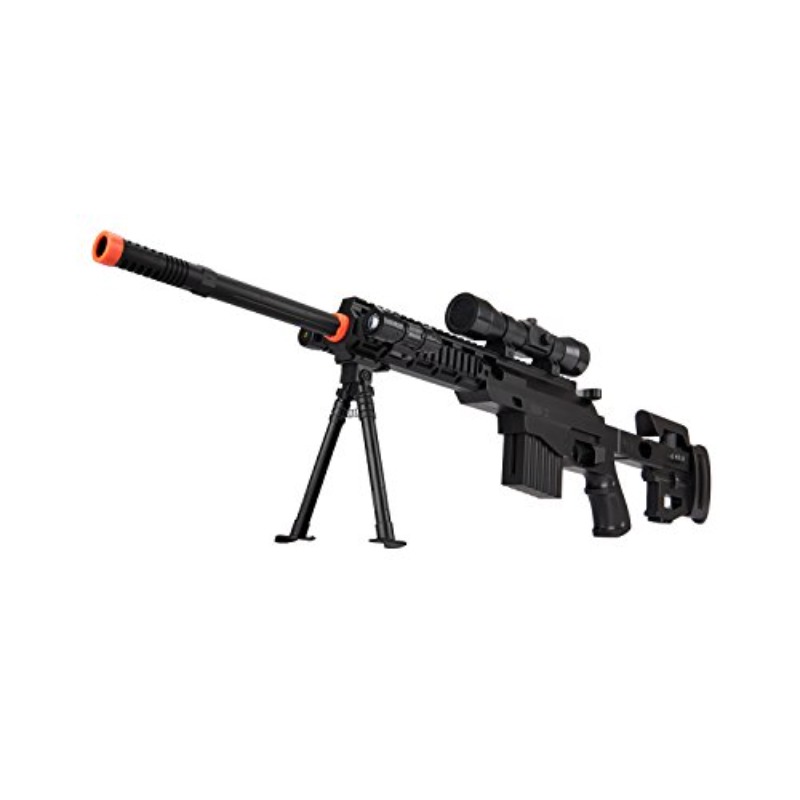 CQB P1402 Spring Airsoft Tactical Sniper Rifle Gun : Folding Stock + Flashlight + Bipod