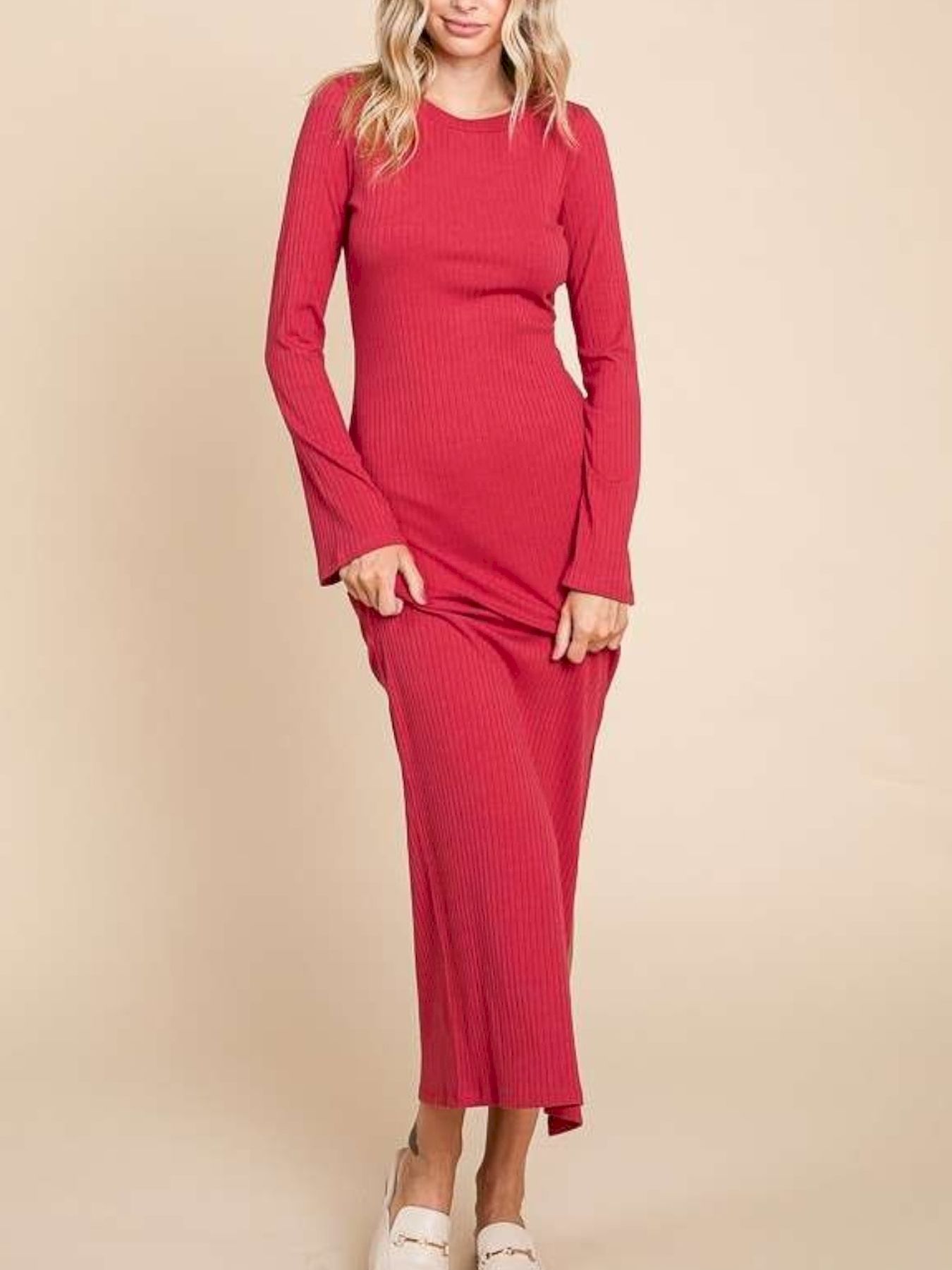strapless open back dress Long Sleeve Henley Maxi Dress