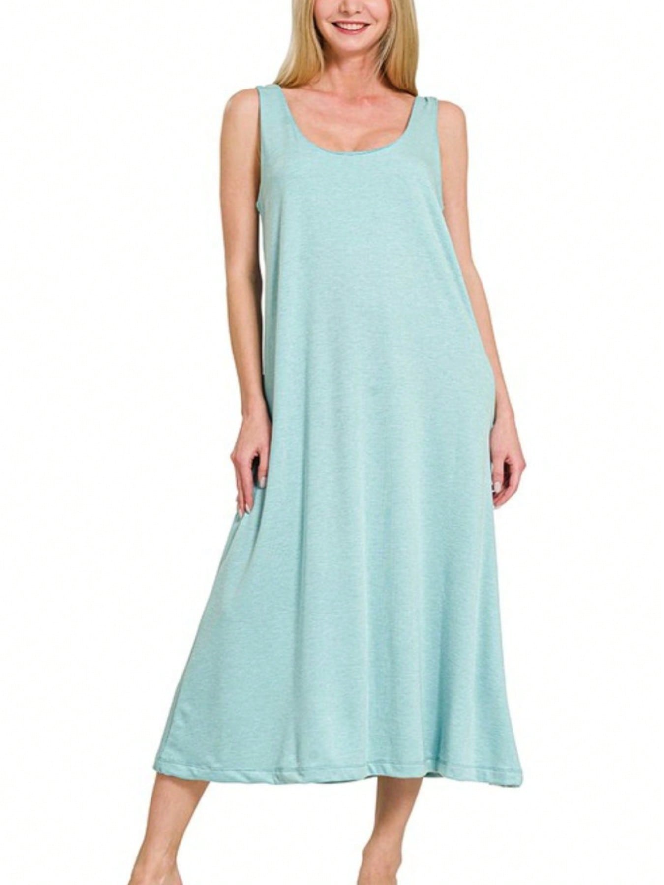 women's lightweight sleeveless v-neck swing sundress with pockets - loose  casual mini dress for summer, breathable solid color elegant tank dress,  hand washable for spring/fall, sun dresses | Shop Trends | Temu