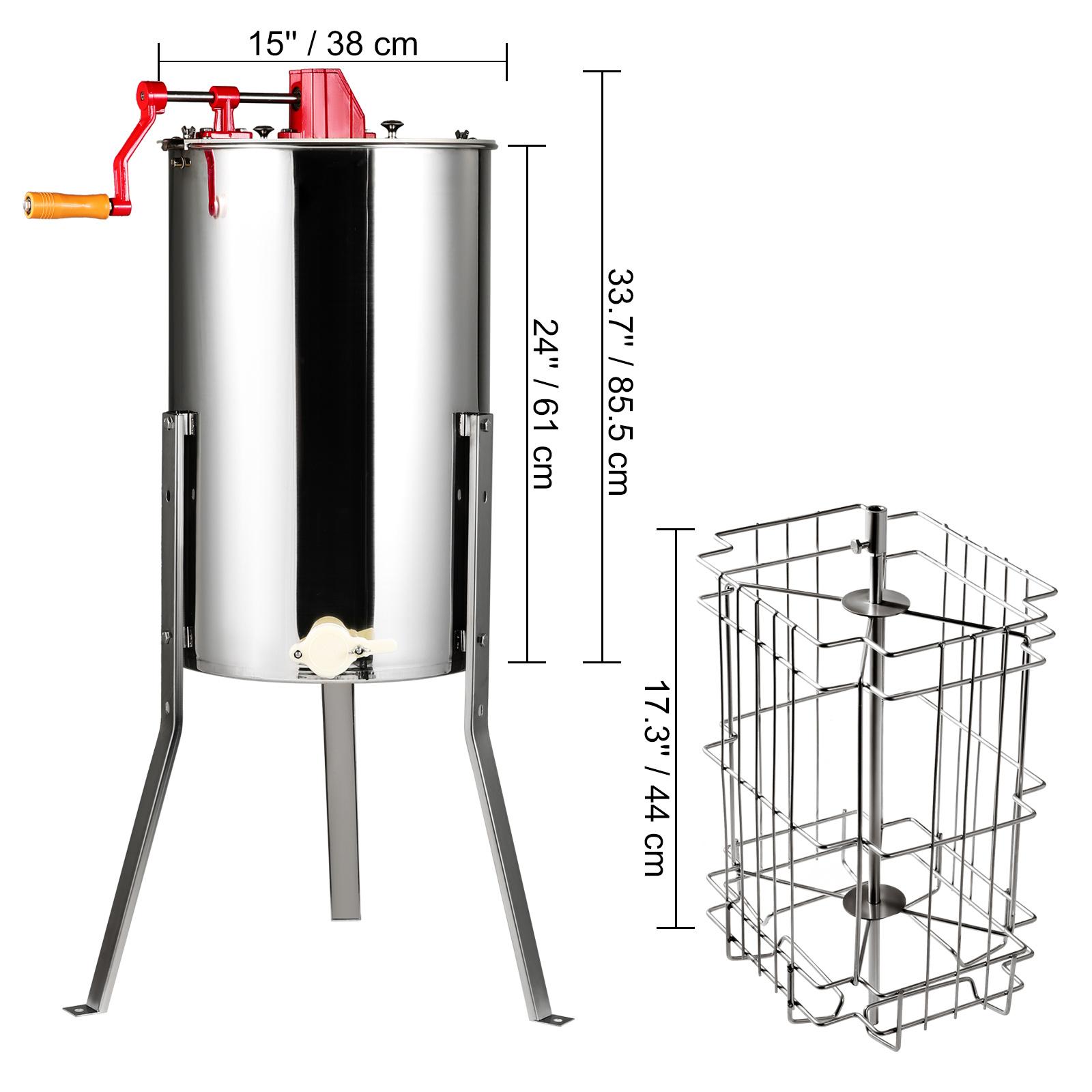   manual honey extractor 2 4 frames honey spinner extractor stainless steel beekeeping extraction honeycomb drum spinner with lid   centrifuge equipment with height adjustable stand