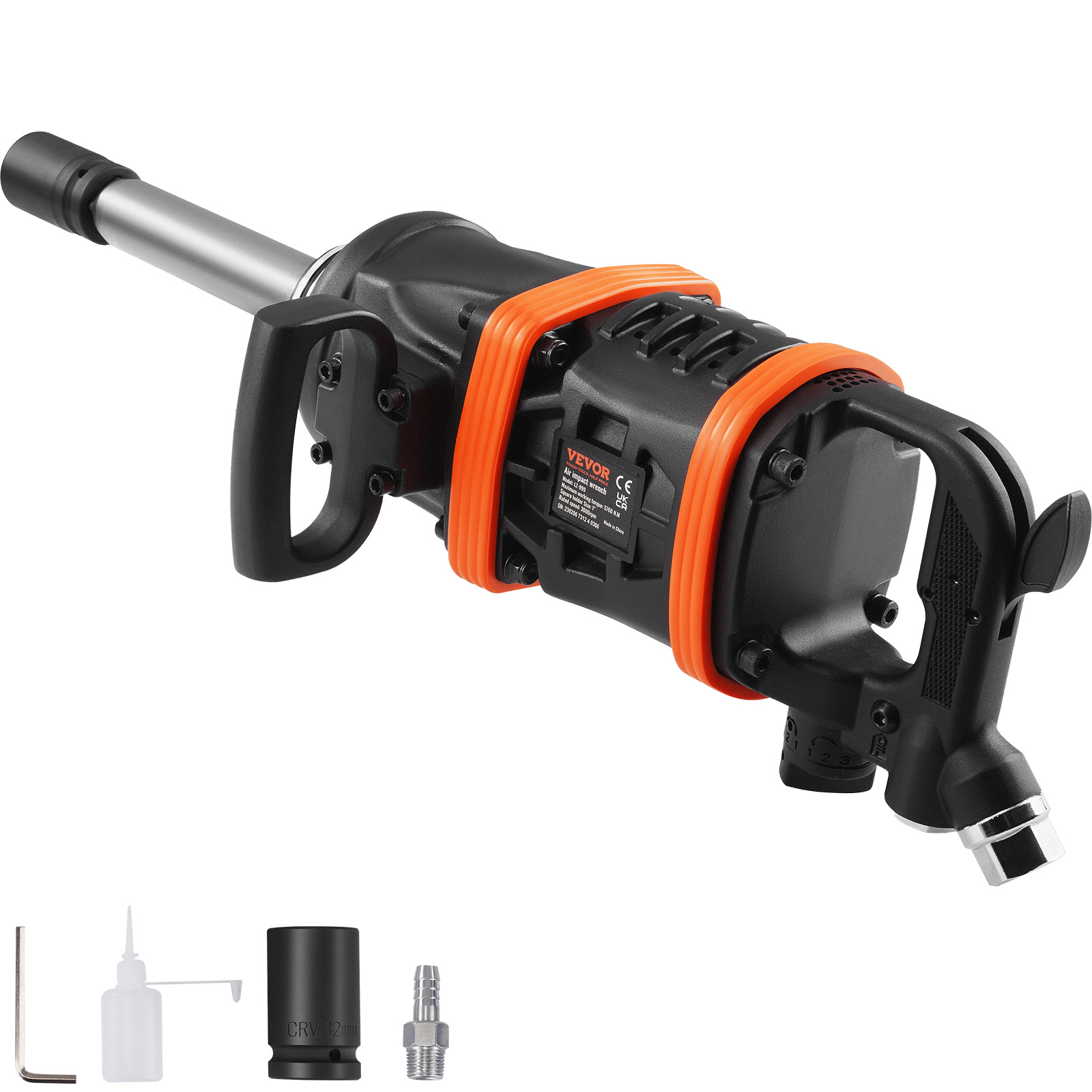 TEMU Vevor 1 Inch Air Impact Wrench, Up To 5175 Ft-lbs Reverse Torque Output Pneumatic Impact W/ 8 Inch Anvil For Heavy Duty Machinery/semi-truck/bus
