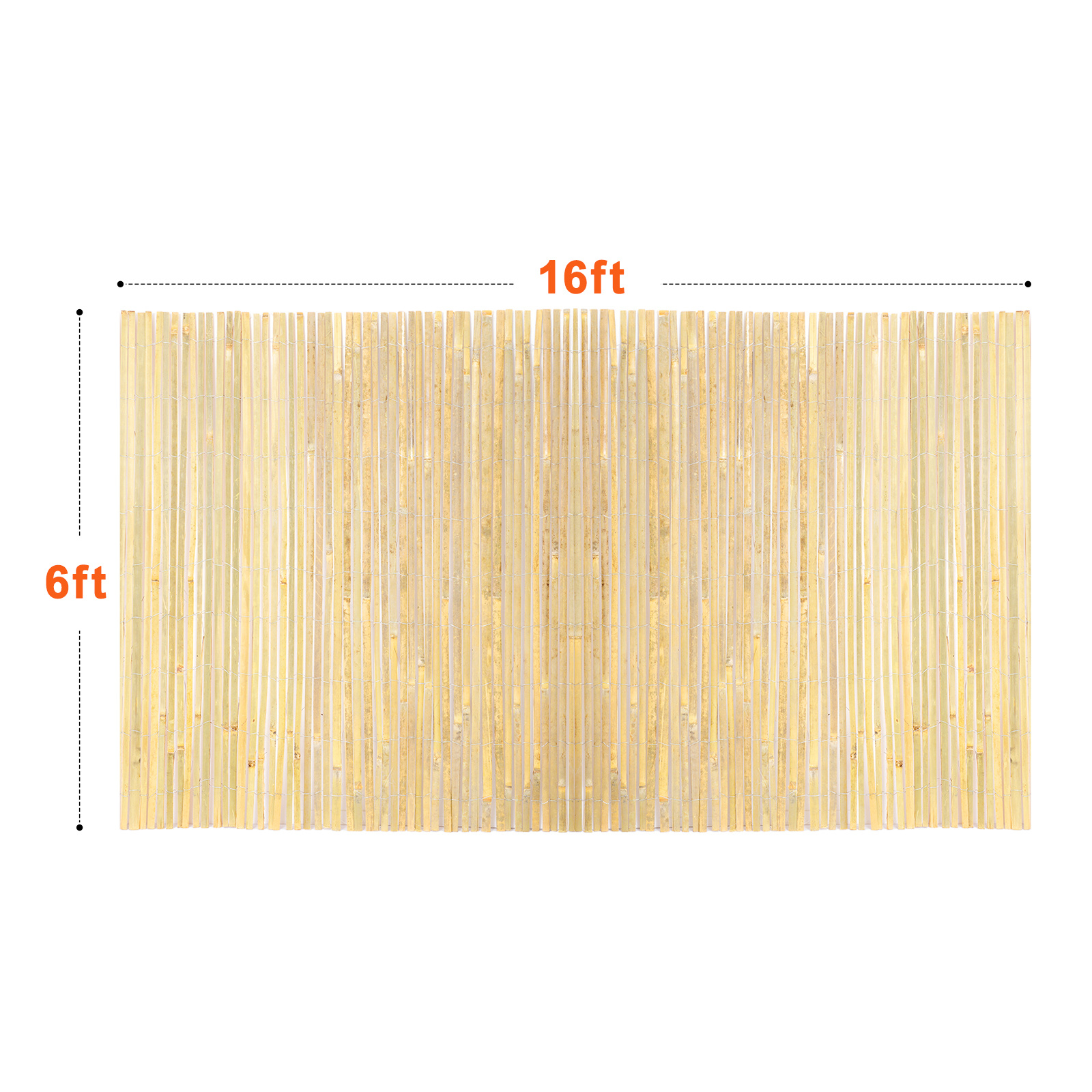 VEVOR Natural Bamboo Slat Screening Privacy Bamboo Slat Fence 6 ft H x 13/16 ft L