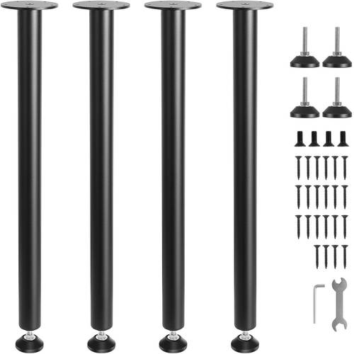 16 inch 28 inch 30 inch adjustable desk legs reinforced steel office table furniture legs set of 4 for diy 1200 lbs load capacity heavy duty desk legs quick instalation legs with adjustable cup black
