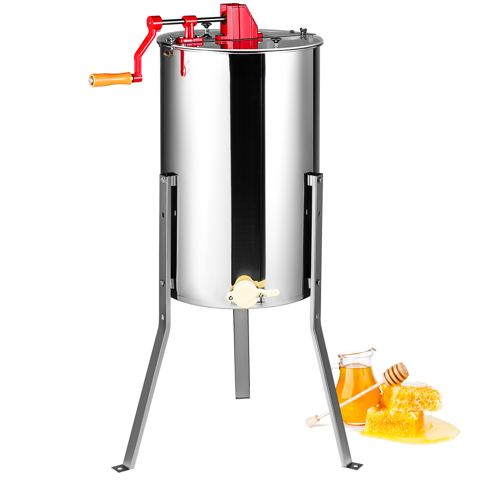 Vevor Manual Honey Extractor, 2/4 Frames Honey Spinner Extractor, Stainless Steel Beekeeping Extraction, Honeycomb Drum Spinner with Lid,