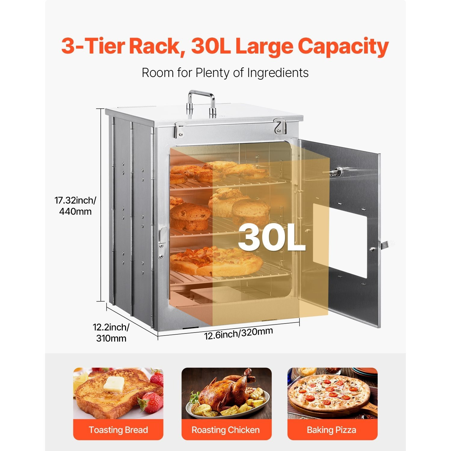 Foldable Camping Oven Stainless Steel Portable Camping Stove 3 Tier Grill