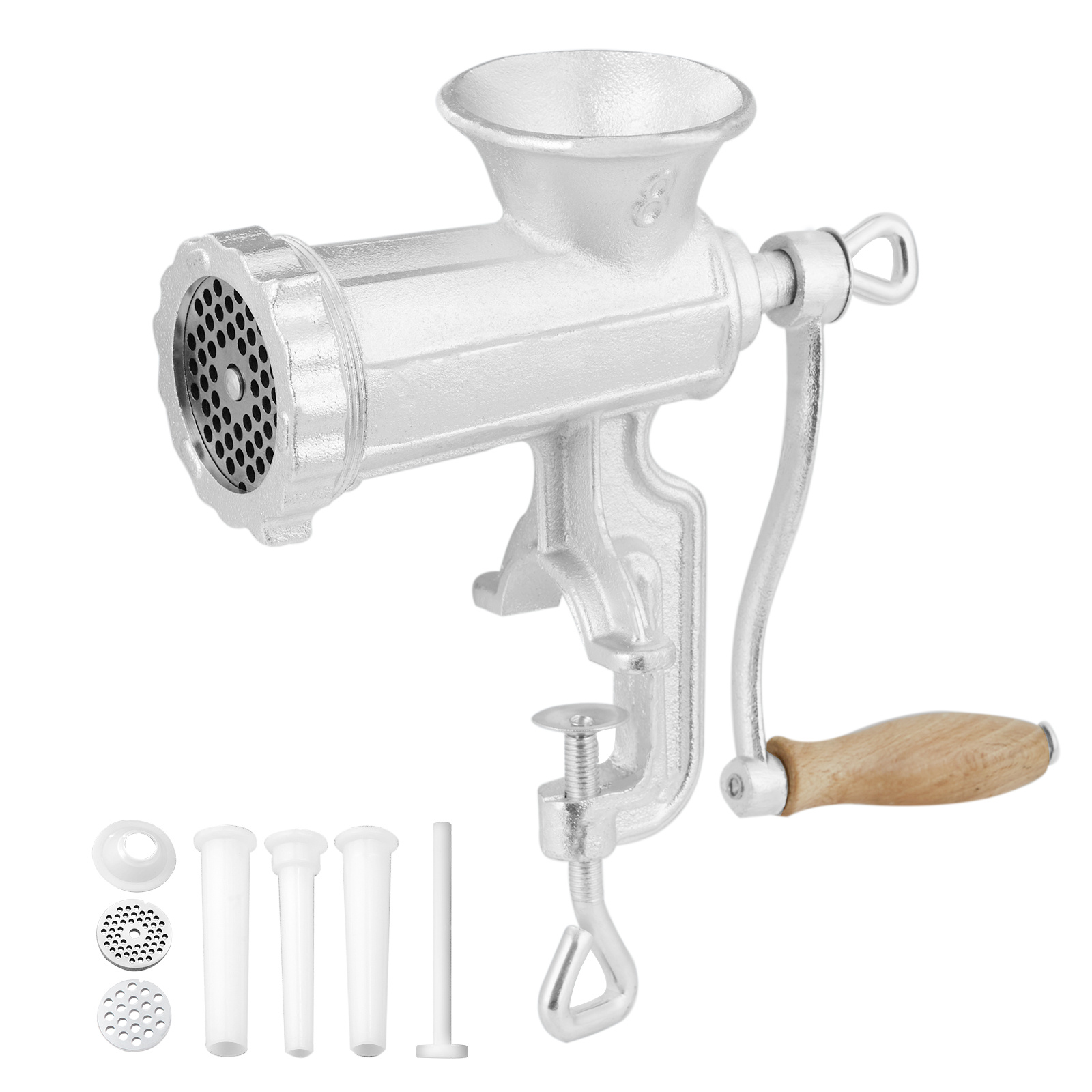 Vevor Manual Meat Grinder, Heavy Duty Cast Meat Grinder With Steel Table Clamp, Meat Mincer Sausage Maker With 1 Cutting Blade, 2 Cutting Plates, 3 Sausage Tubes For Beef Pepper Mushroom
