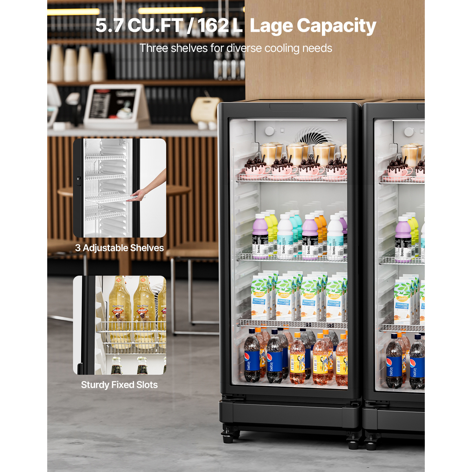 commercial   refrigerator 5 7 8   47 cu ft glass door beverage fridge Product details 0
