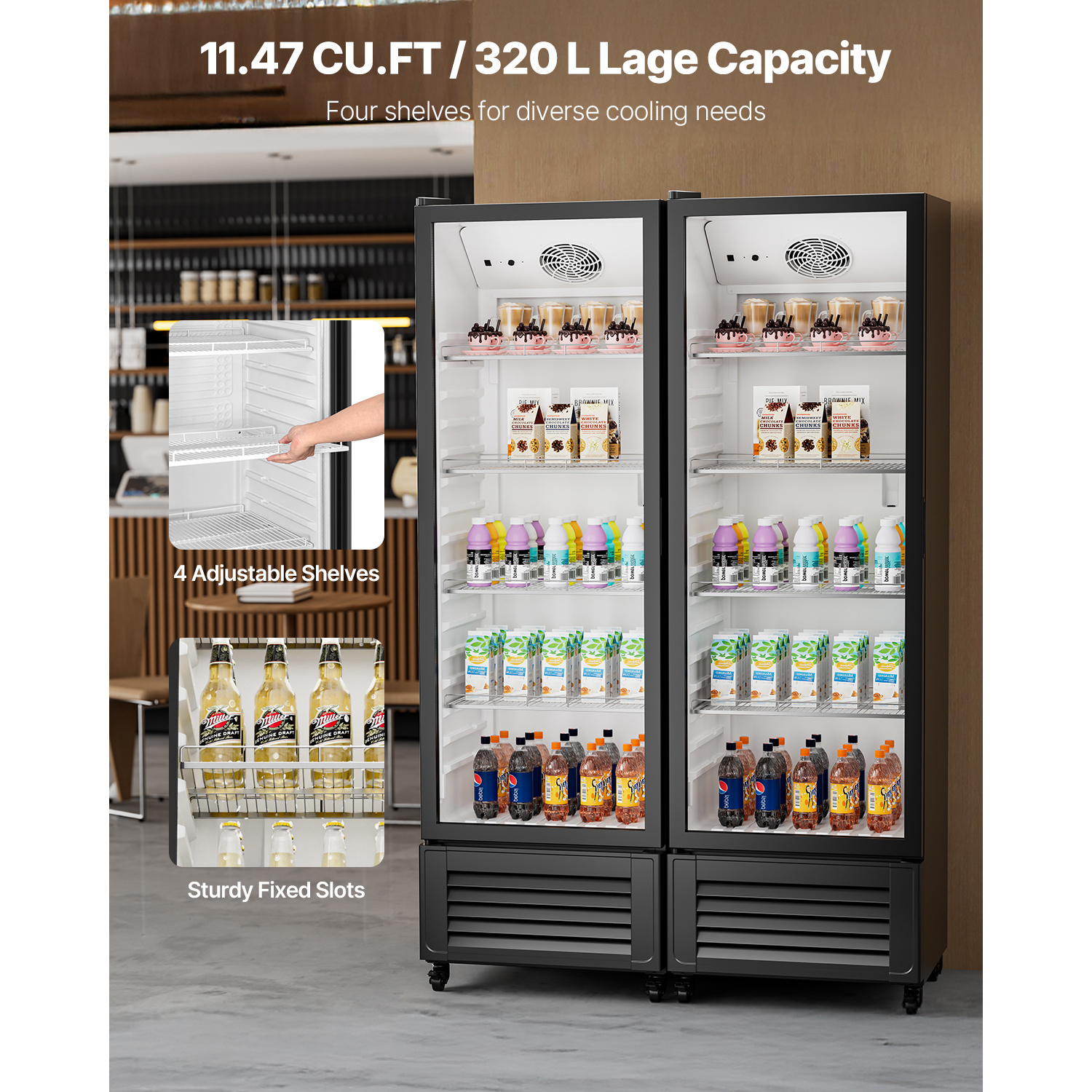 commercial   refrigerator 5 7 8   47 cu ft glass door beverage fridge Product details 15