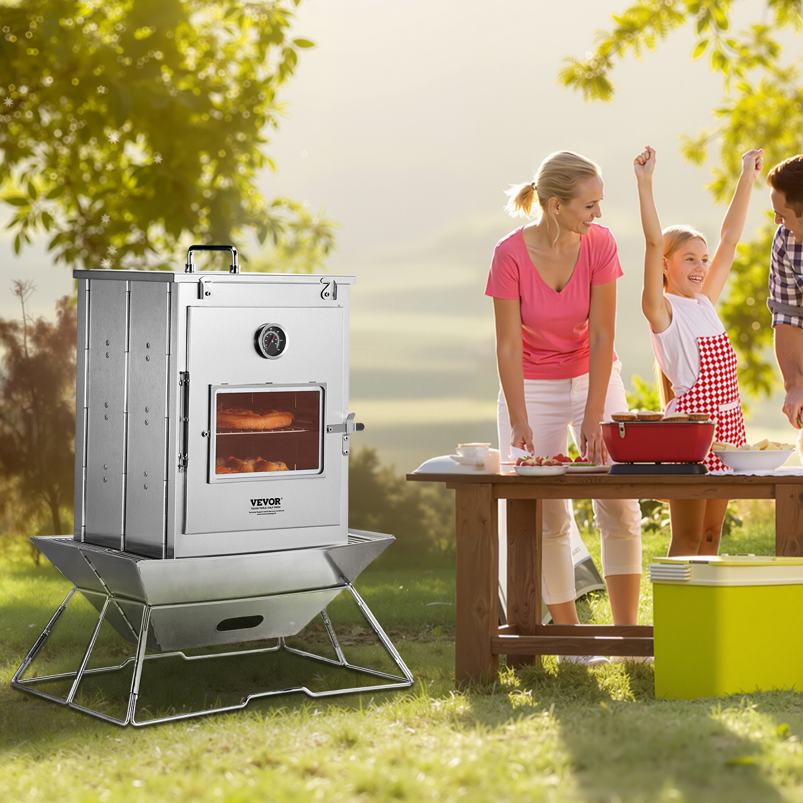 Foldable Camping Oven Stainless Steel Portable Camping Stove 3 Tier Grill
