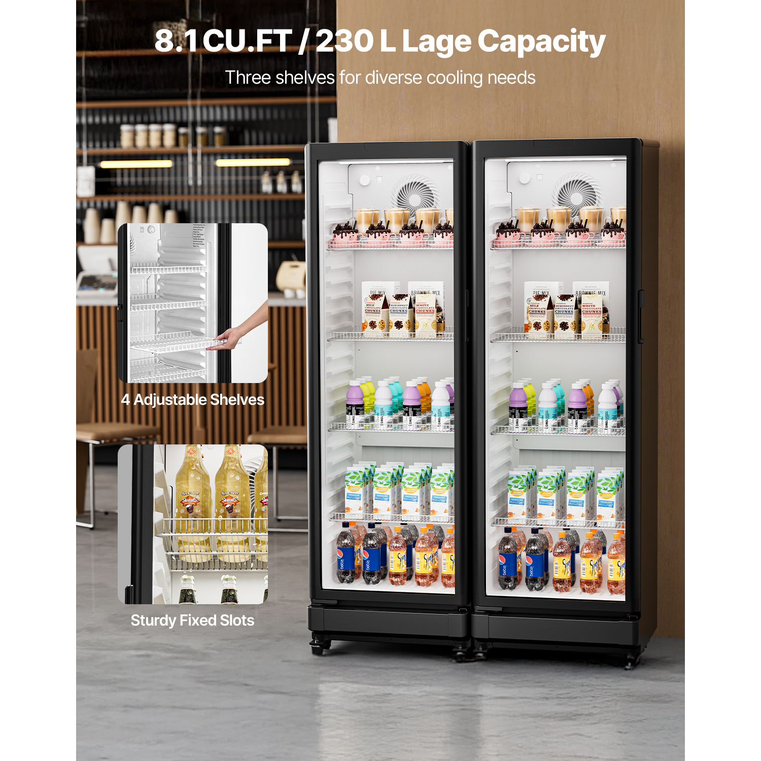 commercial   refrigerator 5 7 8   47 cu ft glass door beverage fridge Product details 9