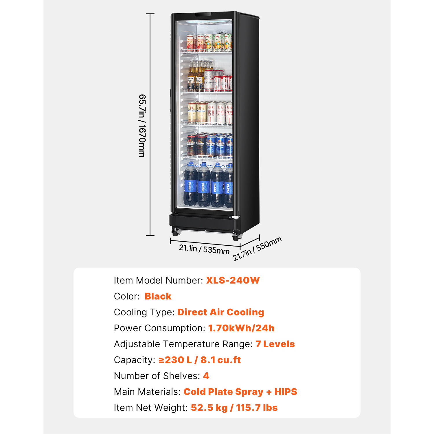 commercial   refrigerator 5 7 8   47 cu ft glass door beverage fridge Product details 13