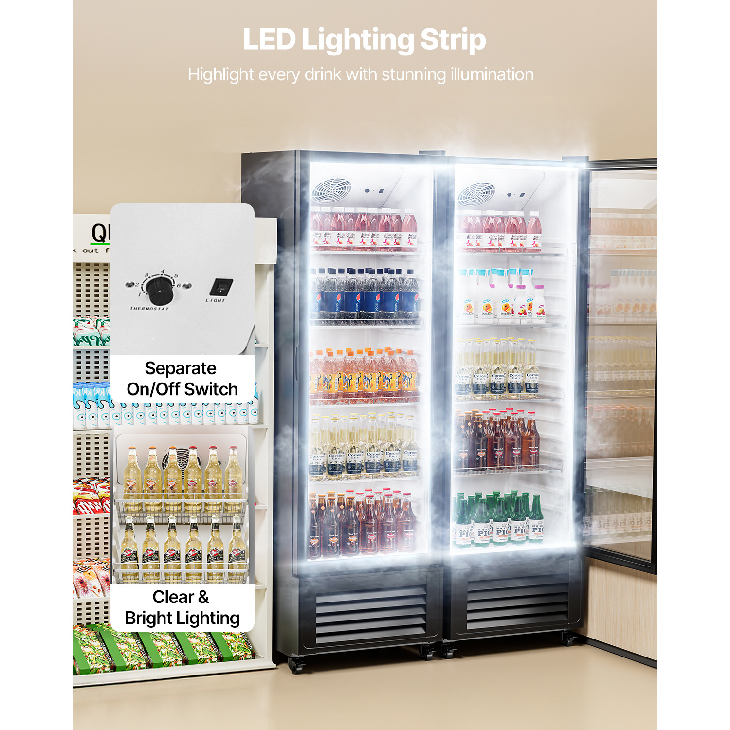 commercial   refrigerator 5 7 8   47 cu ft glass door beverage fridge Product details 19