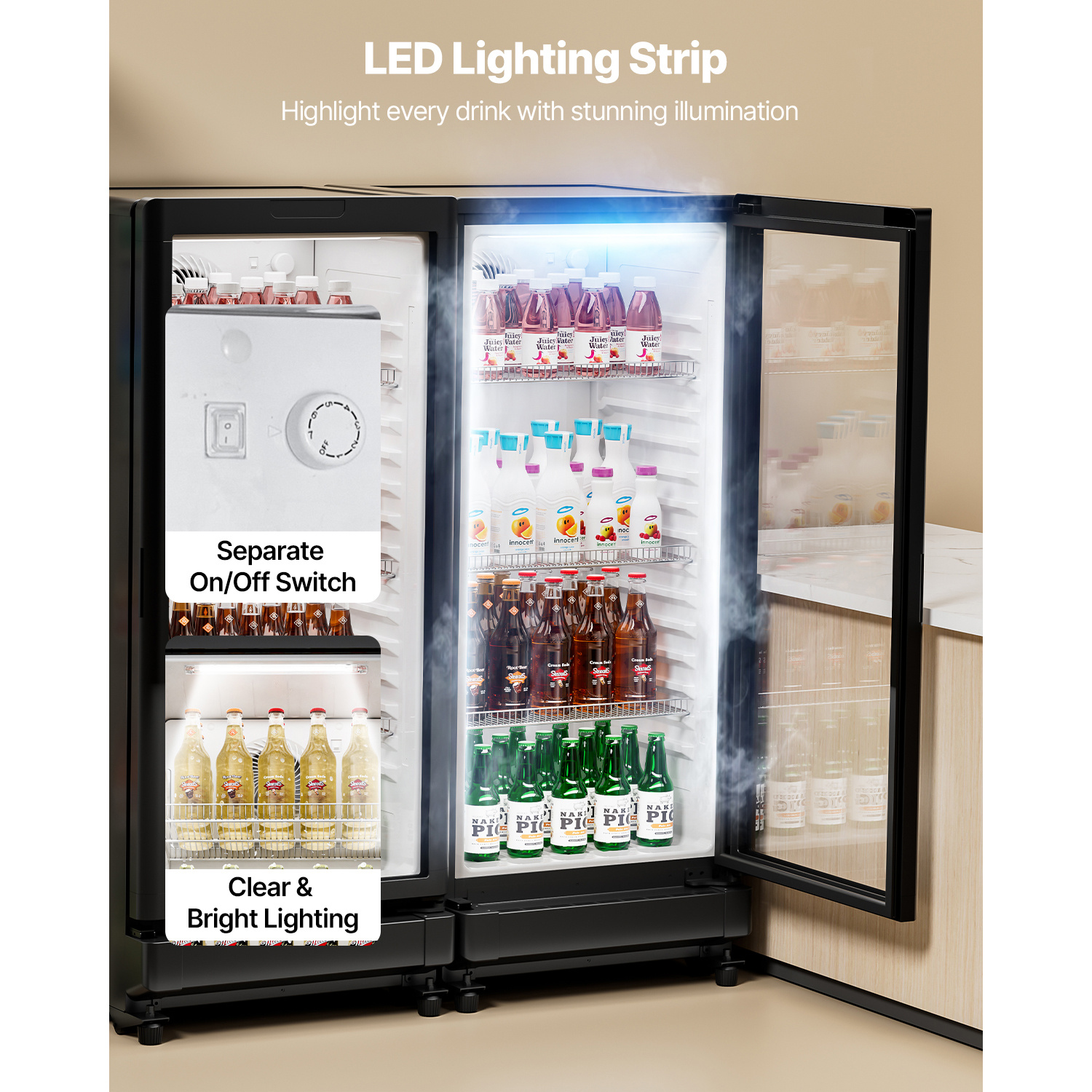 commercial   refrigerator 5 7 8   47 cu ft glass door beverage fridge Product details 5