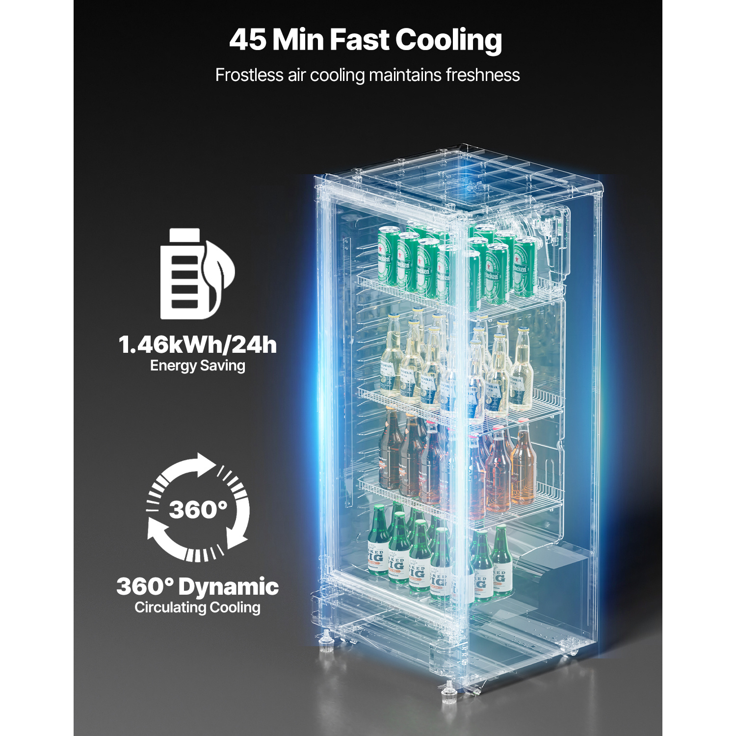 commercial   refrigerator 5 7 8   47 cu ft glass door beverage fridge Product details 2
