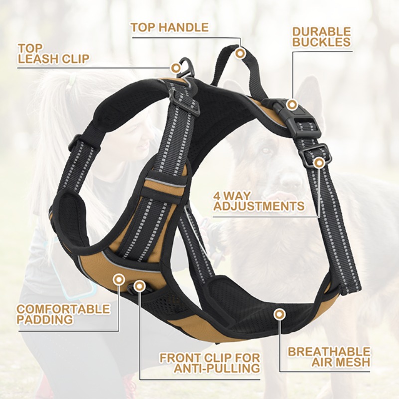 reflective dog harness vest harness handle - Size : XL - Items : Red Product Image