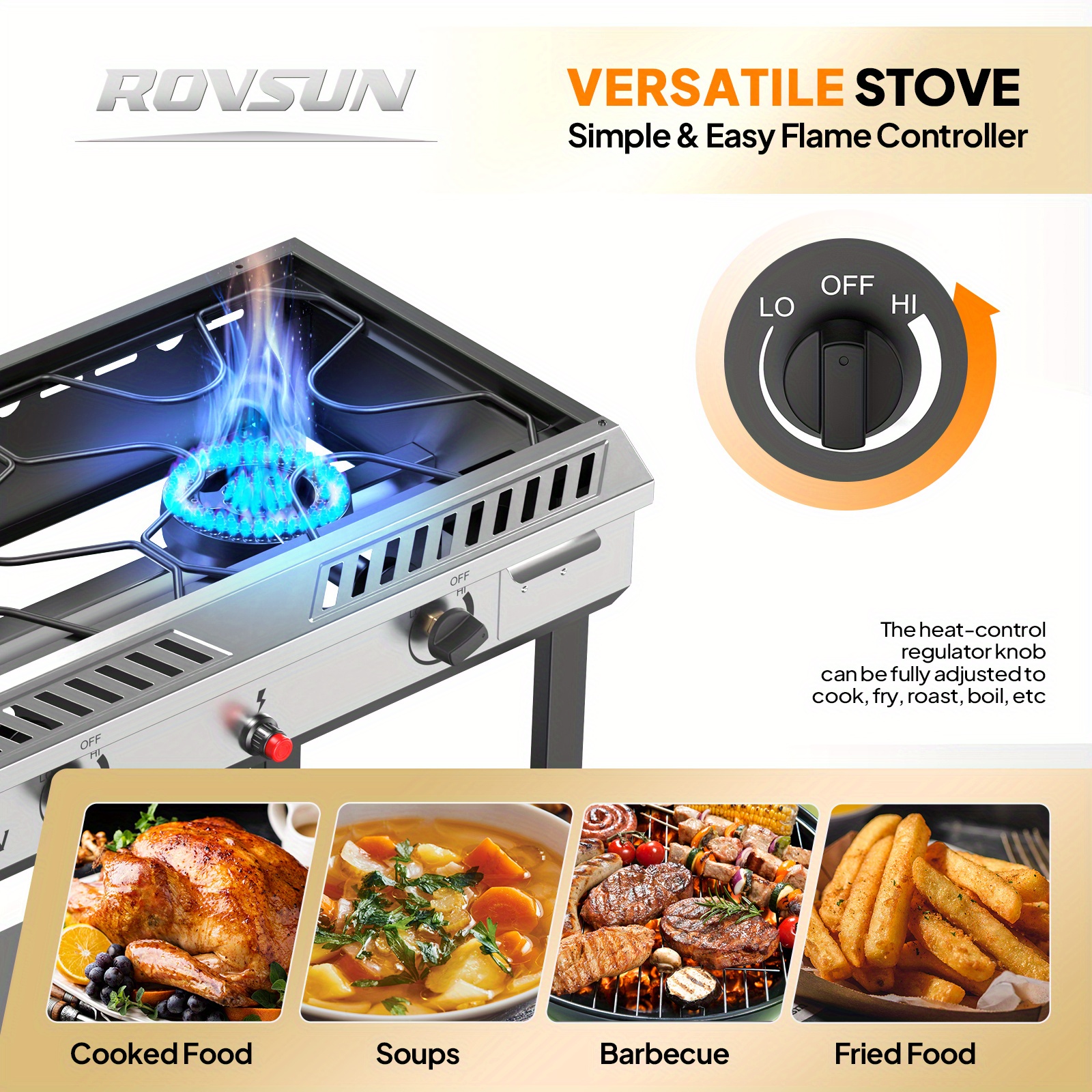 2 Burner Outdoor Propane Gas Stove with Auto-ignition, Regulator & Shelf, 150, 000 BTU Powerful Stand Cooker for Backyard Patio Cooking Home Brewing Canning Turkey Frying
