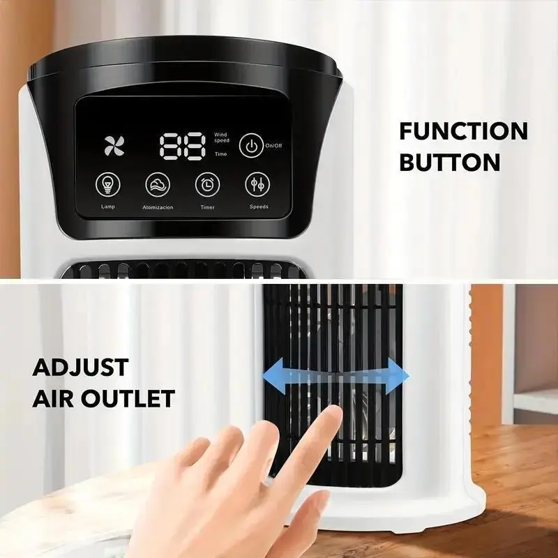 3-in-1 portable air conditioner, humidifier & fan with atmosphere light - usb-powered for indoor/outdoor use, for office & home, sleek , portable humidifier stylish gadget durable plastic, air conditioner portable details 10