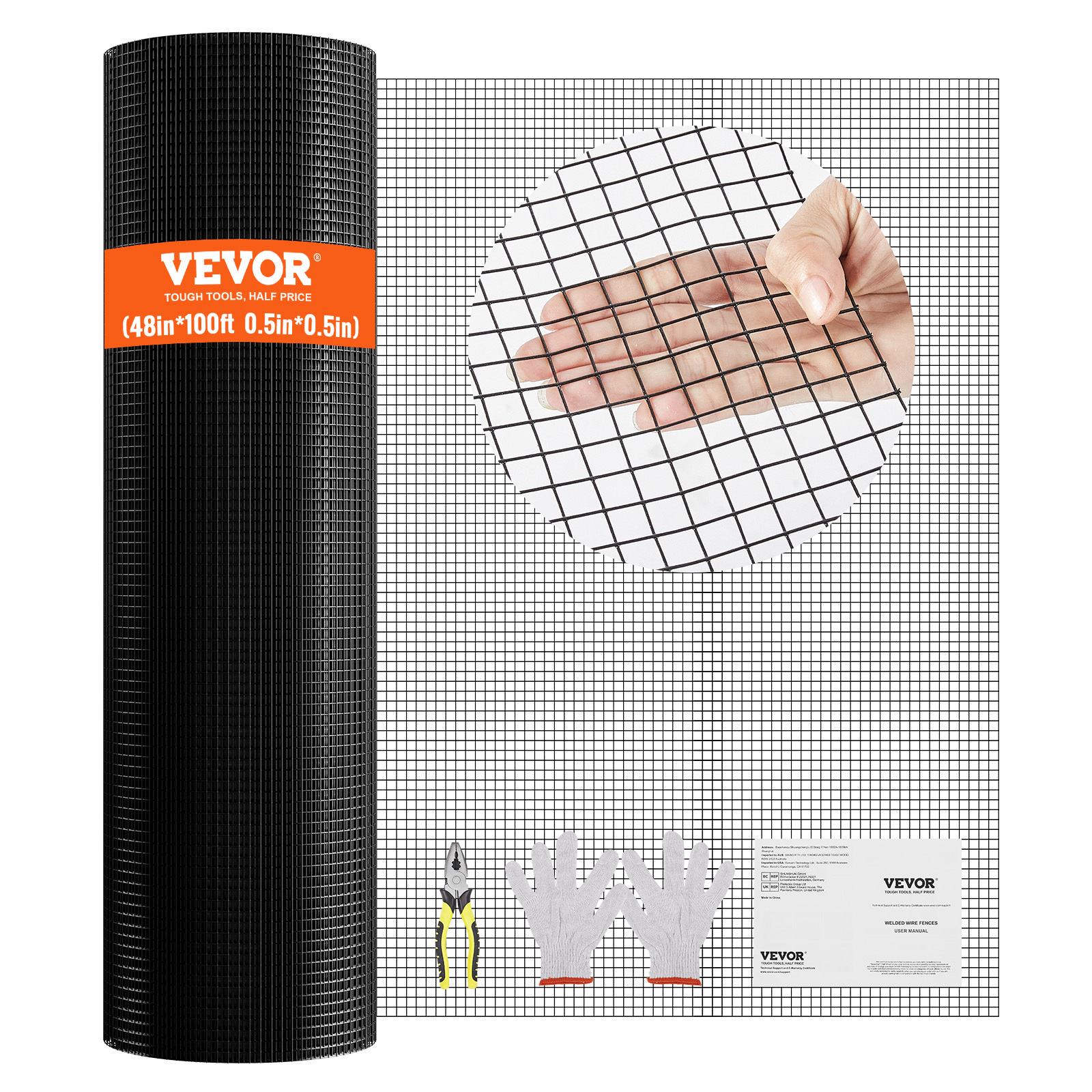 TEMU Vevor Hardware Cloth, 36'' X 100'/48'' X 50'/48'' X 100'galvanized Wire Mesh Roll, 19 Gauge Chicken Wire Fence Roll, Vinyl Coating Metal Wire