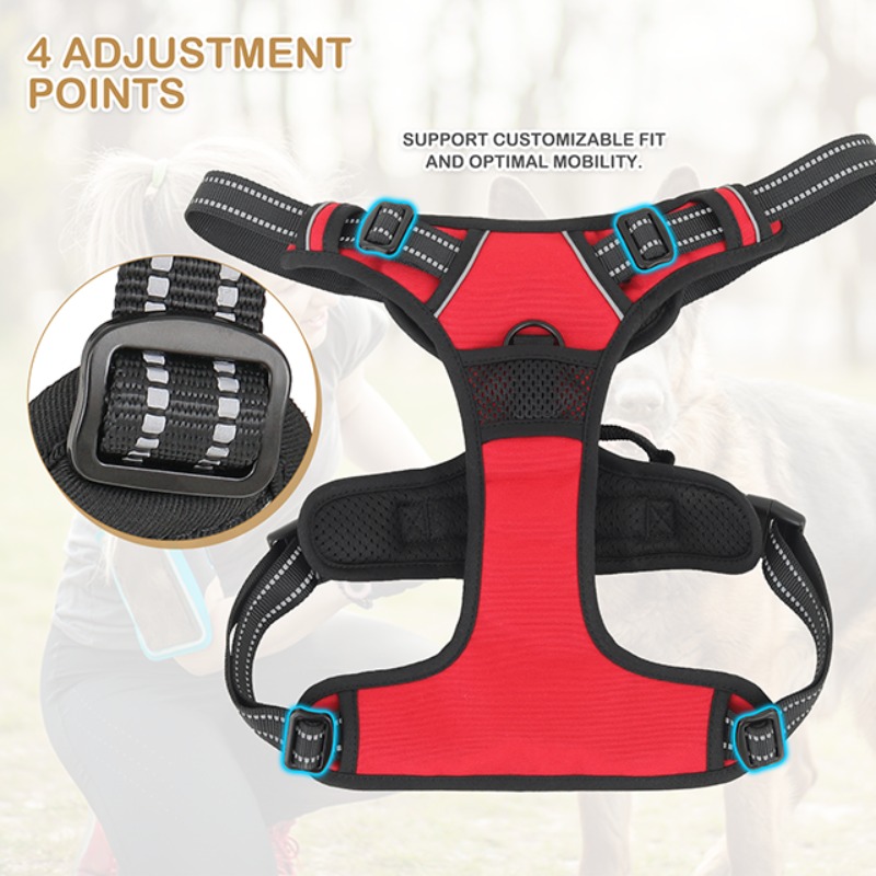 reflective dog harness vest harness handle - Size : XL - Items : Red Product Image