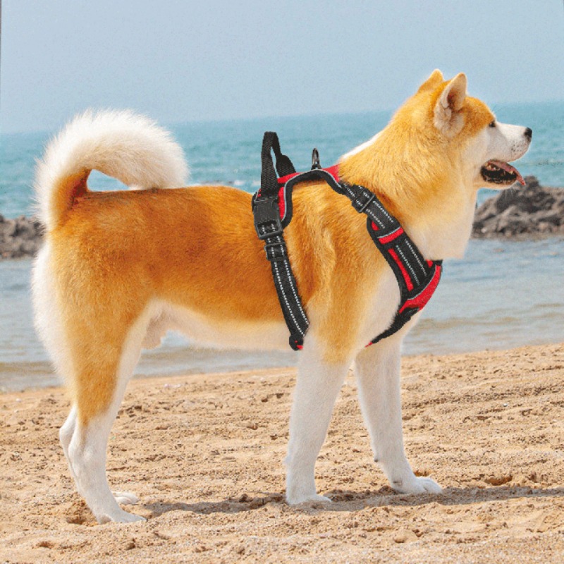 reflective dog harness vest harness handle - Size : XL - Items : Red Product Image
